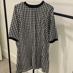 black and white checkered dress